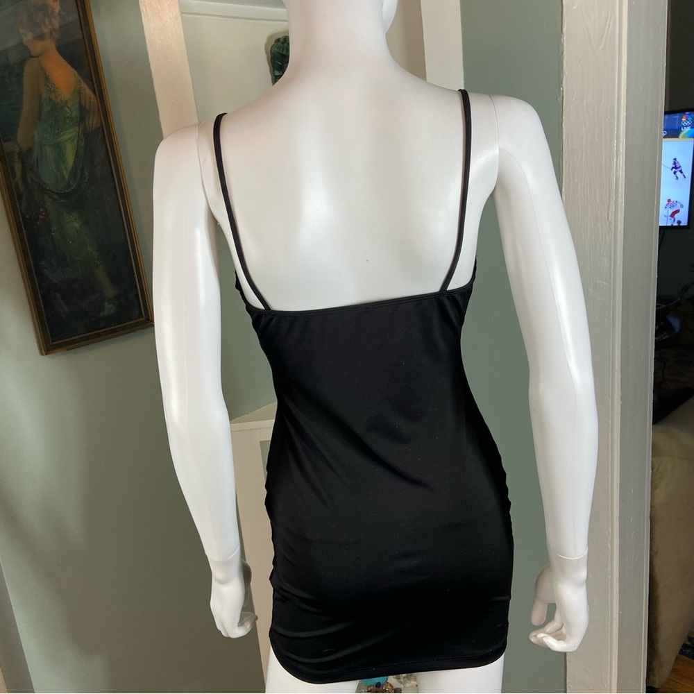 Windsor Glitter Micro Mini Dress Plunging Deep V Little Black Bodycon Medium M - Picture 8 of 12